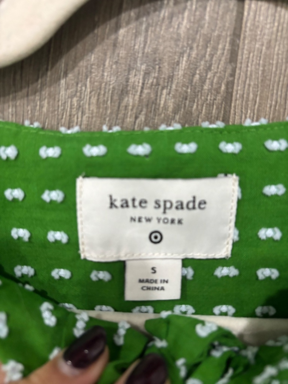 Kate Spade x Target Green Textured Dot Puff Sleeve Blouse Size S - Picture 3 of 5